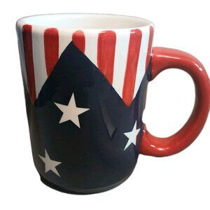 HD Designs Dine Stars and Stripes Ceramic Thick Coffee Mug Tea Cup Preowned